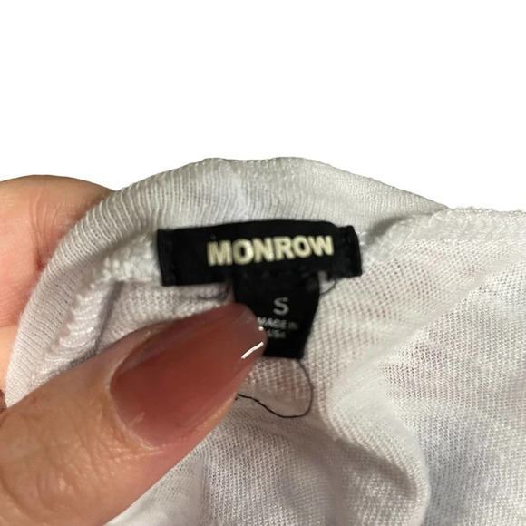 Monrow Cutout Waist Contrast T-Shirt Dress White Gray Size Small - Picture 8 of 9